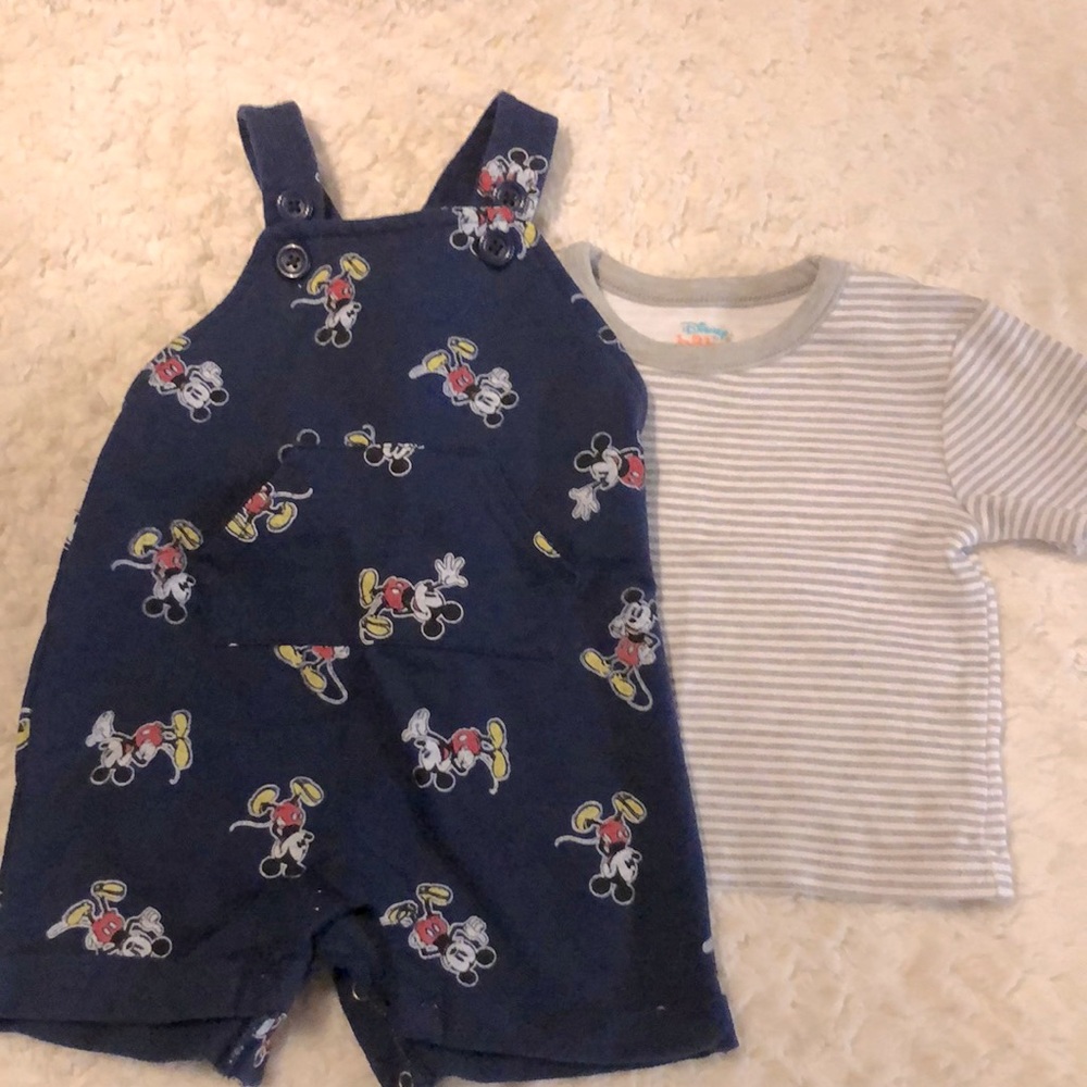 💙 3/$20 Disney Baby Mickey Mouse overall NWOT